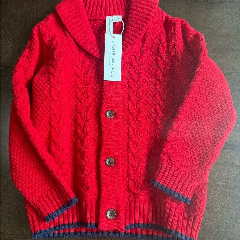 Janie and Jack Vibrant Red Kids Cardigan